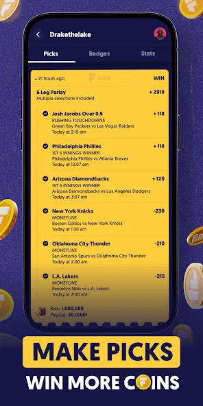 Fliff - Sports Picks (Флифф) [МОД: Много монет, Открытые уровни и Мега MOD] Screenshot 2