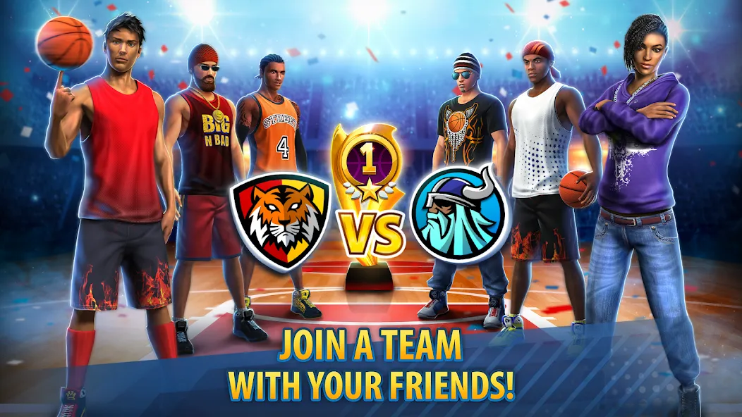 Basketball Stars: Multiplayer (Баскетбол Старс) [МОД: Деньги, Монеты и Меню MOD] Screenshot 1