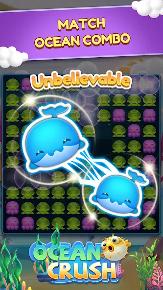 Ocean Crush-Matching Games (Оушен Краш) [МОД: Много монет, Открытые уровни и Мега MOD] Screenshot 1