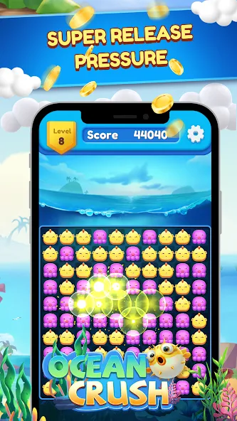 Ocean Crush-Matching Games (Оушен Краш) [МОД: Много монет, Открытые уровни и Мега MOD] Screenshot 5