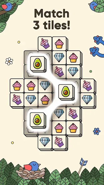 3 Tiles - Tile Matching Games (Тайлс) [МОД: Меню, Бесконечные монеты и Открытые уровни] Screenshot 1