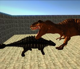 Скачать взломанную Dino Anky vs T-Rex  Colloseum (Мод все открыто) на Андроид