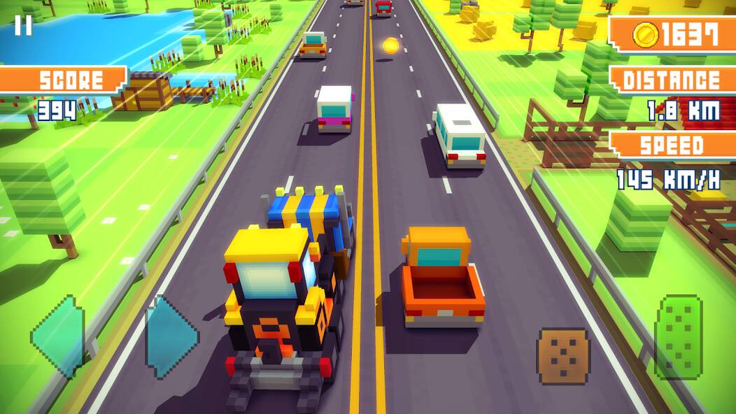 Скачать Blocky Highway: Traffic Racing (Много денег) на Андроид