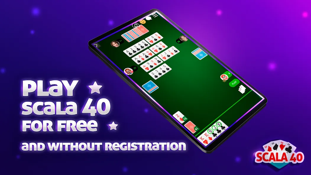 Scala 40 Online - Card Game (Скала 40 Онлайн) [МОД: Много монет, Открытые уровни и Мега MOD] Screenshot 1