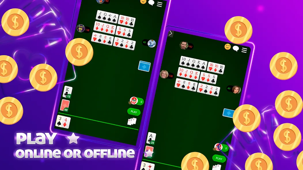Scala 40 Online - Card Game (Скала 40 Онлайн) [МОД: Много монет, Открытые уровни и Мега MOD] Screenshot 5