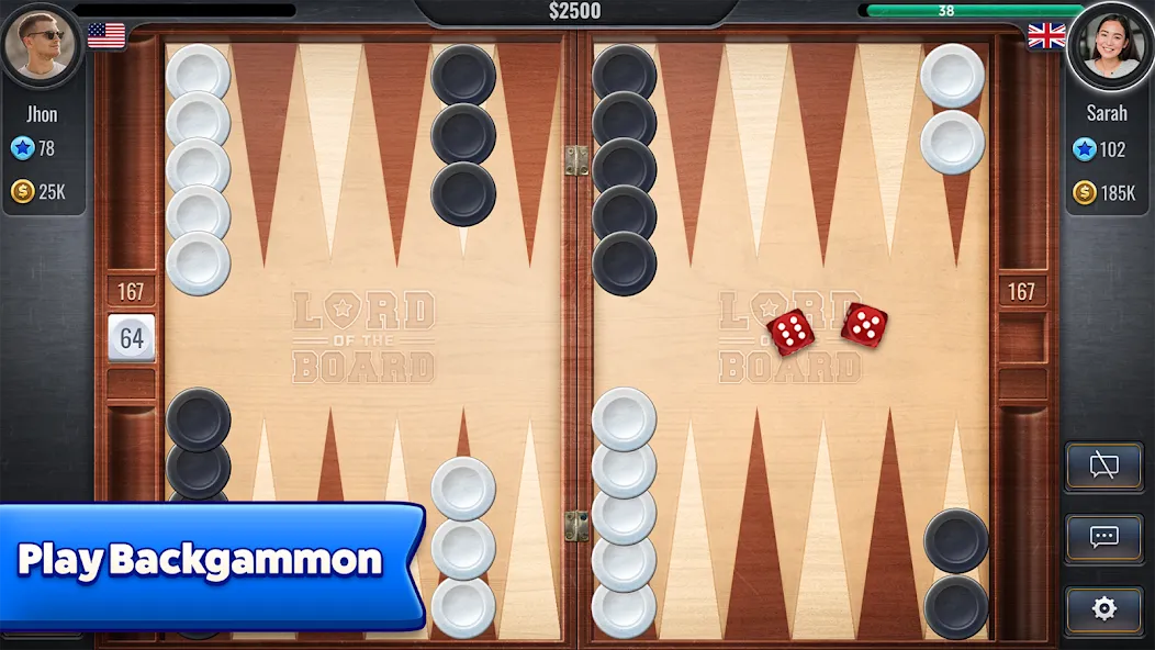 Backgammon - Lord of the Board (Бэкгаммон) [МОД: Много монет, Открытые уровни и Мега MOD] Screenshot 1