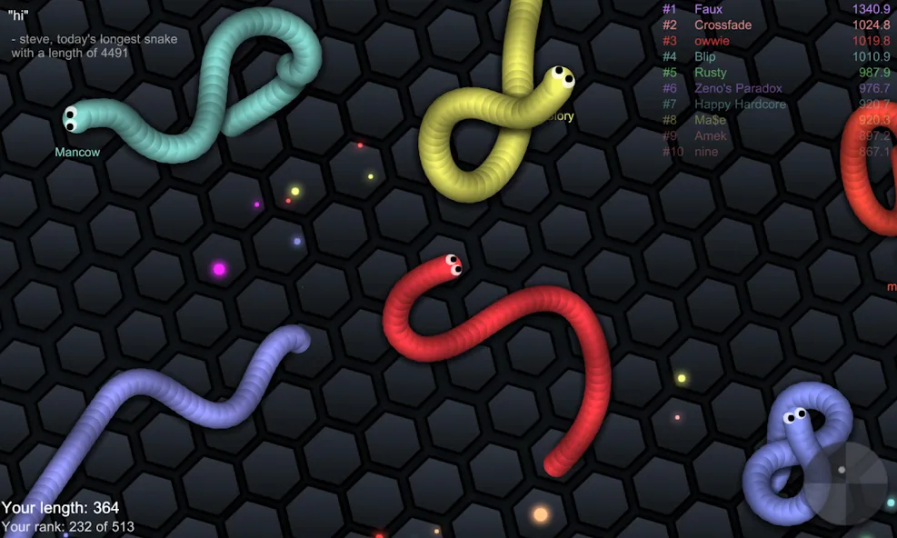slither.io [МОД: Деньги, Монеты и Меню MOD] Screenshot 3