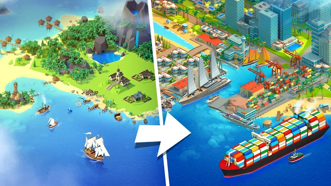 Sea Port: Cargo Boat Tycoon (Си Порт) [МОД: Все открыто, Дополнительные деньги и Меню MOD] Screenshot 1