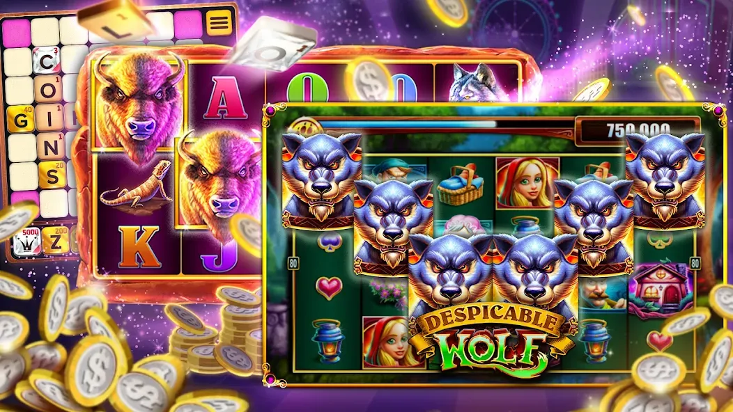 Vegas Downtown Slots & Words [МОД: Все открыто, Дополнительные деньги и Меню MOD] Screenshot 1