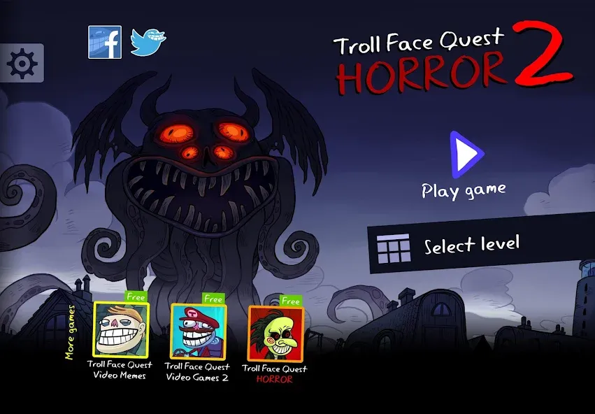 Troll Face Quest: Horror 2 (Тролль Фейс Квест) [МОД: Много монет, Открытые уровни и Мега MOD] Screenshot 1