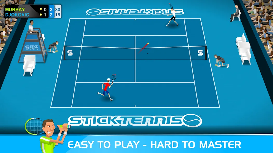 Stick Tennis (Стик Теннис) [МОД: Все открыто, Дополнительные деньги и Меню MOD] Screenshot 1