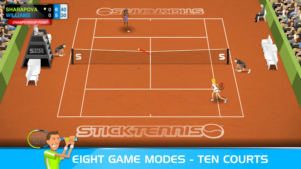 Stick Tennis (Стик Теннис) [МОД: Все открыто, Дополнительные деньги и Меню MOD] Screenshot 3