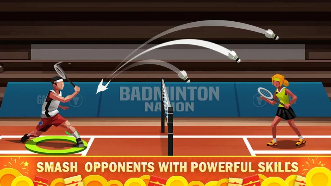 Badminton League [МОД: Меню, Бесконечные монеты и Открытые уровни] Screenshot 2