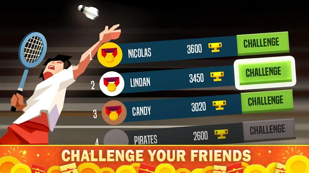 Badminton League [МОД: Меню, Бесконечные монеты и Открытые уровни] Screenshot 5