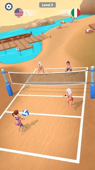 Beach Volleyball Game (Бичволлейбол игра) [МОД: Меню, Бесконечные монеты и Открытые уровни] Screenshot 2