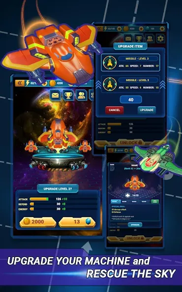 Skyforce Invaders (Скаифорс Инвейдерс) [МОД: Все открыто, Дополнительные деньги и Меню MOD] Screenshot 2