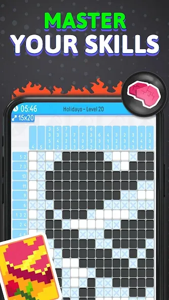 Nonogram Logic Pic: Pictogram (Нонограм Логик Пик) [МОД: Много монет, Открытые уровни и Мега MOD] Screenshot 5