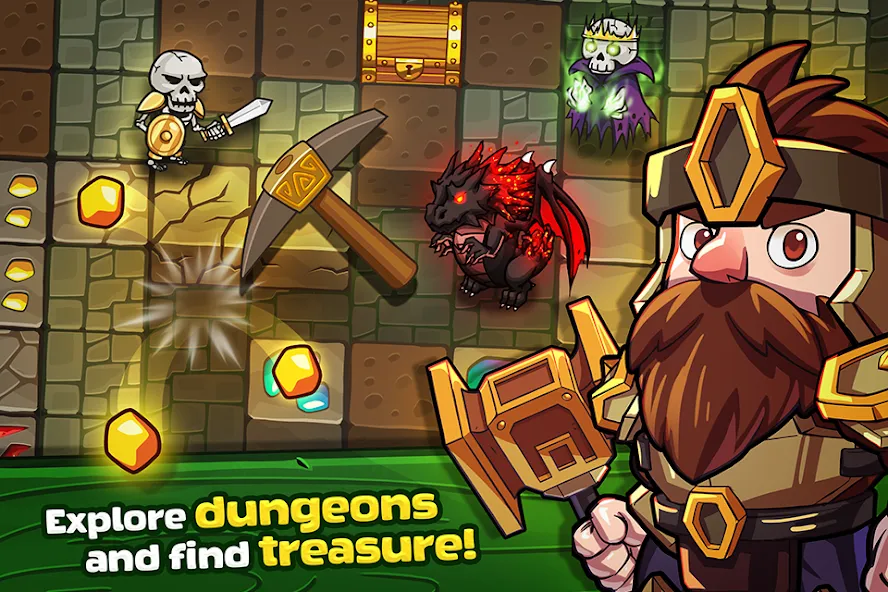 Mine Quest: Battle Dungeon RPG (Майн Квест) [МОД: Все открыто, Дополнительные деньги и Меню MOD] Screenshot 1