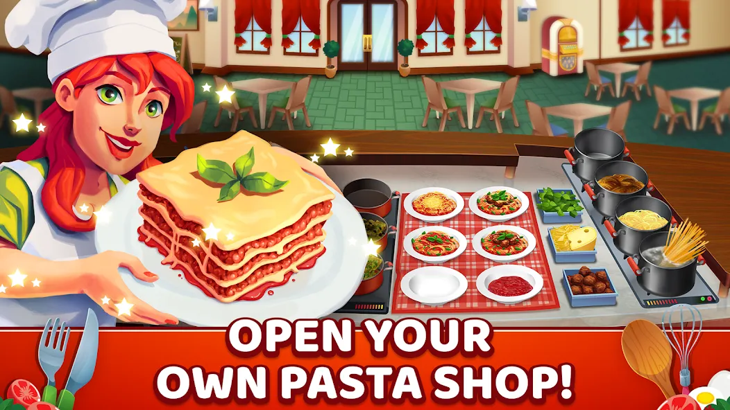 My Pasta Shop: Cooking Game (Мой Паста Шоп) [МОД: Много денег, Монет и Все открыто] Screenshot 1