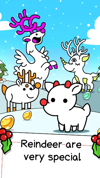 Reindeer Evolution: Idle Game (Рейндир Эволюция) [МОД: Меню, Бесконечные монеты и Открытые уровни] Screenshot 1