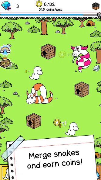 Snake Evolution: Idle Merge IO (Снейк Эволюшн) [МОД: Меню, Бесконечные монеты и Открытые уровни] Screenshot 2