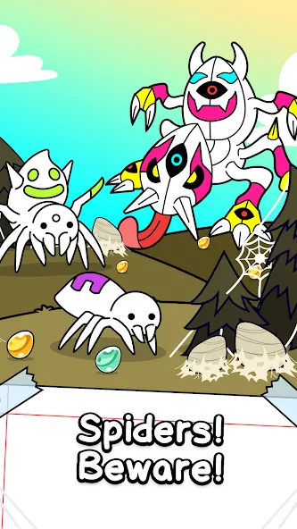 Spider Evolution: Idle Game (Спайдер Эволюшн) [МОД: Бесконечные деньги, Монеты и Мега MOD] Screenshot 1