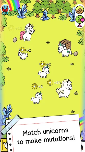 Unicorn Evolution: Idle Catch (Юникорн Эволюшн) [МОД: Меню, Бесконечные монеты и Открытые уровни] Screenshot 2