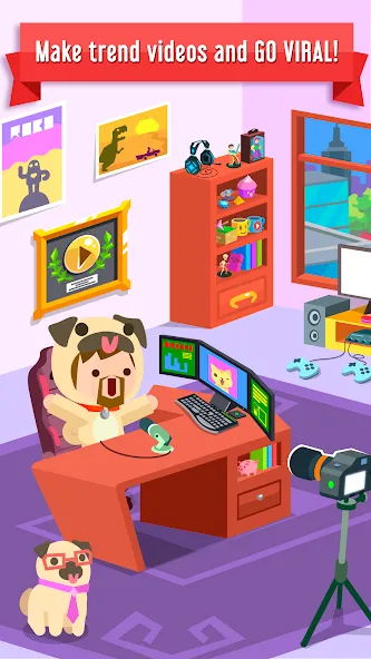 Vlogger Go Viral: Tuber Life (Влогер Стань Вирусным) [МОД: Бесконечные деньги, Монеты и Мега MOD] Screenshot 2