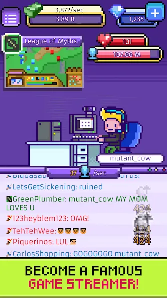 xStreamer: Idle Simulator Game (хСтример) [МОД: Все открыто, Дополнительные деньги и Меню MOD] Screenshot 1