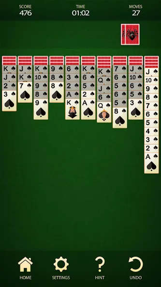 Spider Solitaire: Card Game (Спайдер Солитер) [МОД: Деньги, Монеты и Меню MOD] Screenshot 2
