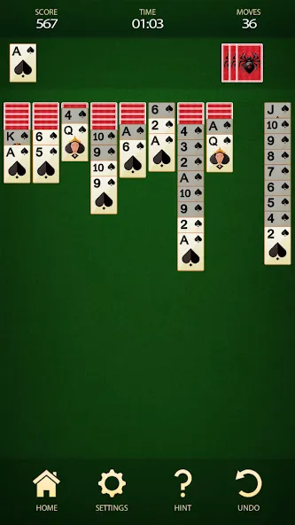 Spider Solitaire: Card Game (Спайдер Солитер) [МОД: Деньги, Монеты и Меню MOD] Screenshot 3