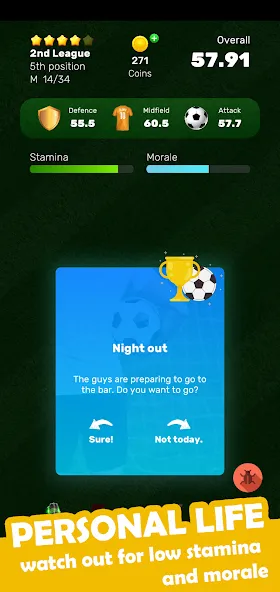 Football Career Soccer Legend [МОД: Много денег, Монет и Все открыто] Screenshot 3