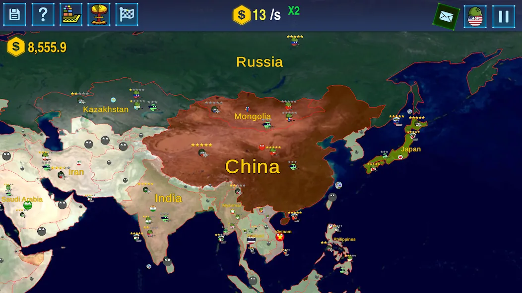 Countryballs: World War Simula (Кантриболс) [МОД: Меню, Бесконечные монеты и Открытые уровни] Screenshot 4