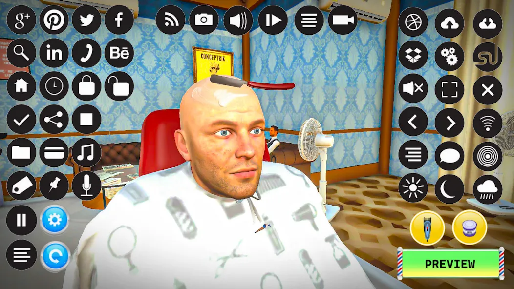 Barber Shop Hair Cut Sim Games (Барбершоп игры на подстригание волос) [МОД: Меню, Бесконечные монеты и Открытые уровни] Screenshot 1