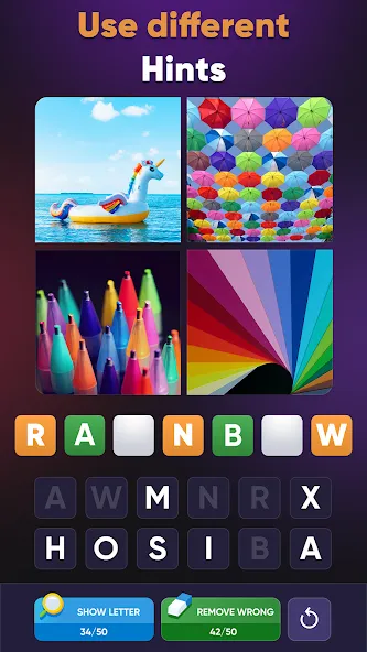 4 Pics 1 Word: Guessing Games [МОД: Меню, Бесконечные монеты и Открытые уровни] Screenshot 2