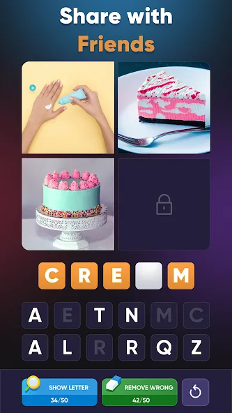 4 Pics 1 Word: Guessing Games [МОД: Меню, Бесконечные монеты и Открытые уровни] Screenshot 3