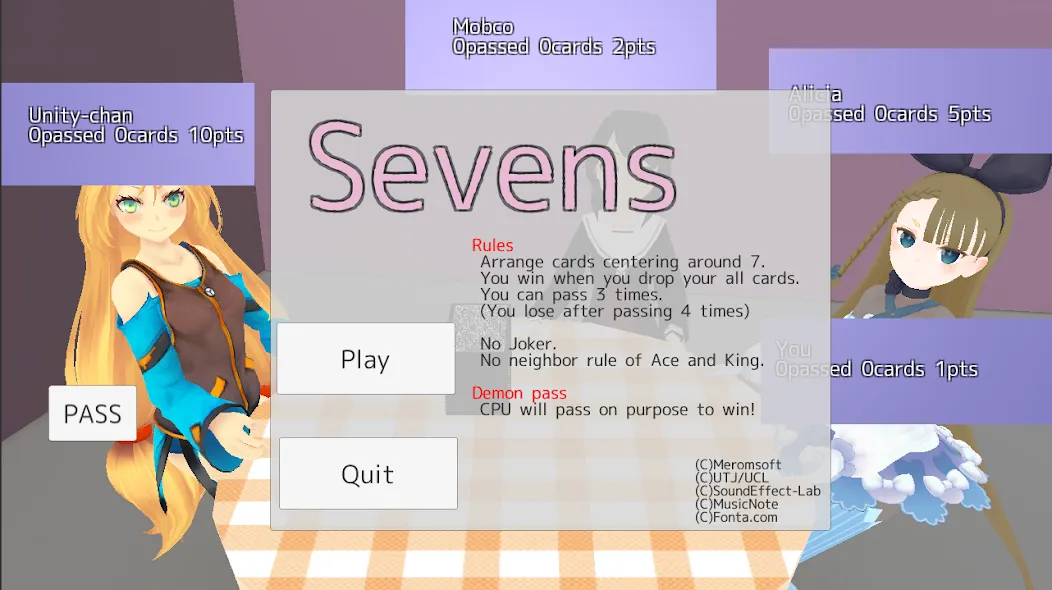 Sevens card game (Севенс карточная игра) [МОД: Меню, Бесконечные монеты и Открытые уровни] Screenshot 1