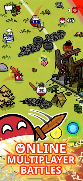 Countryball Potato Mayhem (Кантрибол Потето Мейхем) [МОД: Бесконечные деньги, Монеты и Мега MOD] Screenshot 1