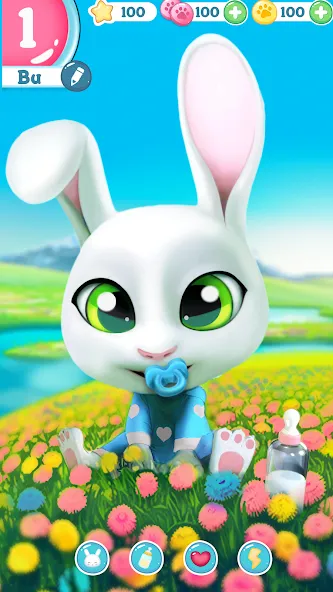 Bu Bunny - Cute pet care game [МОД: Много монет, Открытые уровни и Мега MOD] Screenshot 1