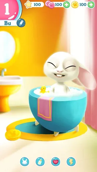 Bu Bunny - Cute pet care game [МОД: Много монет, Открытые уровни и Мега MOD] Screenshot 2