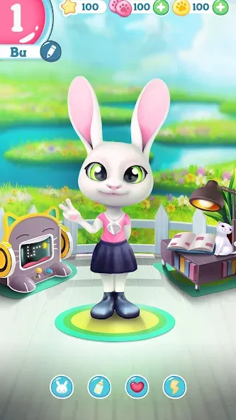 Bu Bunny - Cute pet care game [МОД: Много монет, Открытые уровни и Мега MOD] Screenshot 4