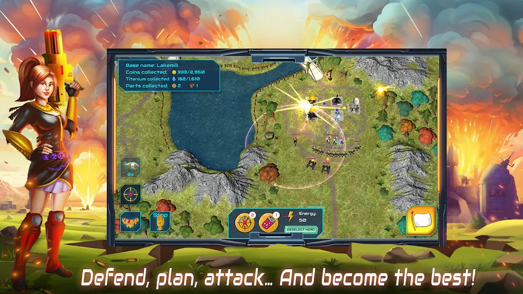 Boulder Base: Defense Strategy (Боулдер Бейс) [МОД: Много монет, Открытые уровни и Мега MOD] Screenshot 2