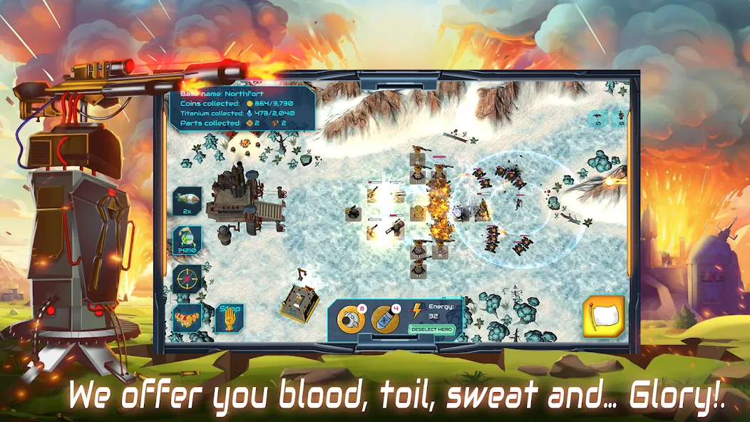 Boulder Base: Defense Strategy (Боулдер Бейс) [МОД: Много монет, Открытые уровни и Мега MOD] Screenshot 3
