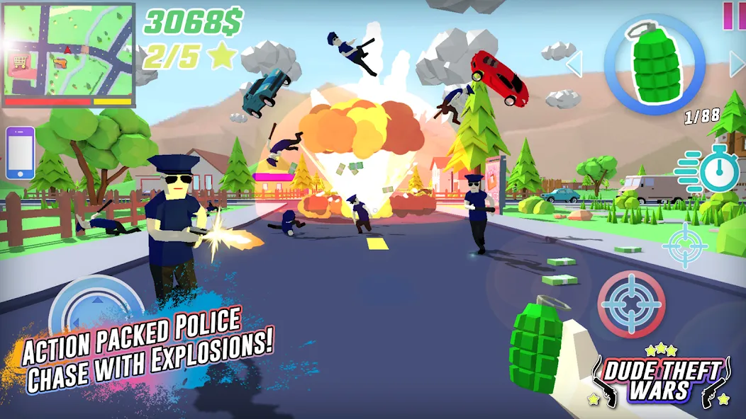 Dude Theft Wars Shooting Games (Дуд Тефт Варс) [МОД: Деньги, Монеты и Меню MOD] Screenshot 1