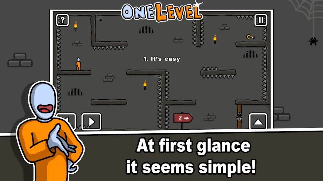 One Level: Stickman Jailbreak (Уан Левел) [МОД: Меню, Бесконечные монеты и Открытые уровни] Screenshot 1
