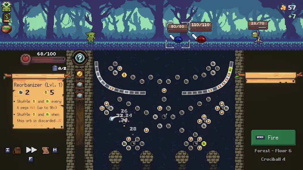 Peglin - A Pachinko Roguelike (Пеглин) [МОД: Меню, Бесконечные монеты и Открытые уровни] Screenshot 1