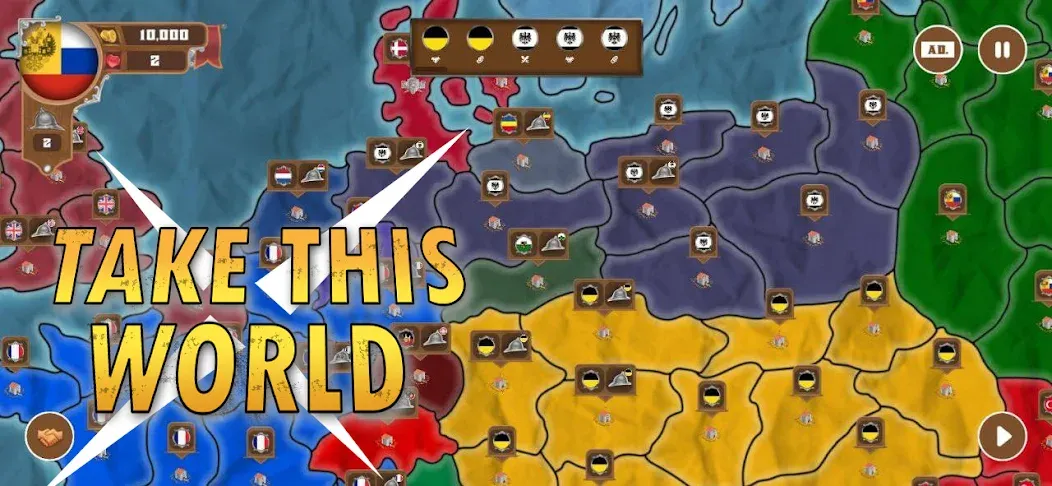World conquest: Europe 1812 (Всемирное завоевание) [МОД: Деньги, Монеты и Меню MOD] Screenshot 1