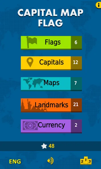 Capital Map Flag - geo quiz [МОД: Много монет, Открытые уровни и Мега MOD] Screenshot 1