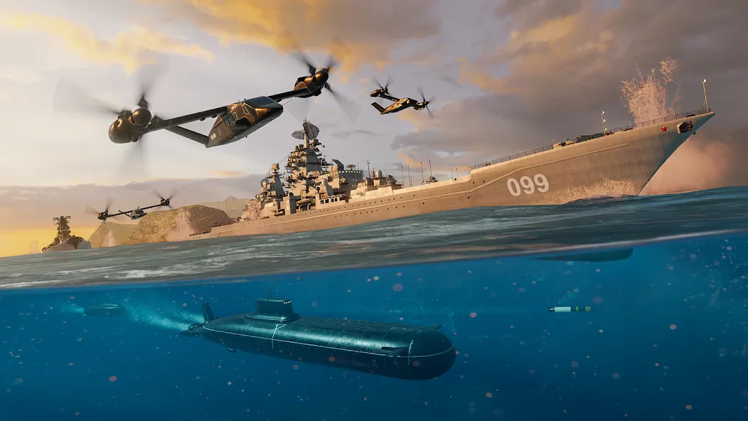 Modern Warships: Naval Battles (МОДЕРН ВАРШИПС) [МОД: Много монет, Открытые уровни и Мега MOD] Screenshot 4