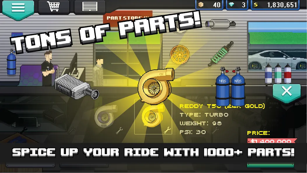 Pixel Car Racer (Пиксельный гоночный автомобиль) [МОД: Много денег, Монет и Все открыто] Screenshot 2